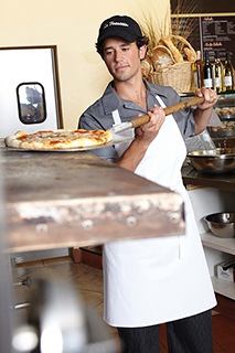 Bib Apron: White - side view