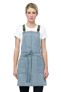 Berkeley Women's Petite Bib Apron: Sky Blue - side view