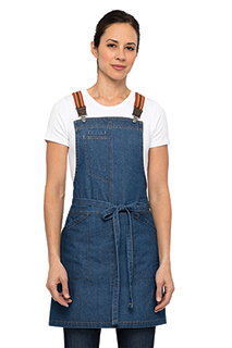 Berkeley Women's Petite Bib Apron: Medium Blue - side view